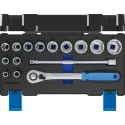 Gedore 15-Piece 1/2 in Square Drive Socket Set Chrome Vanadium Steel 19DMU-20