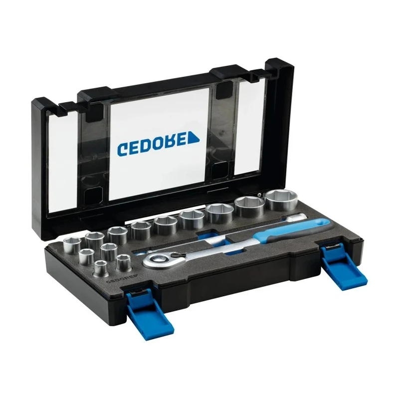 Gedore 15-Piece 1/2 in Square Drive Socket Set Chrome Vanadium Steel 19DMU-20