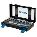 Gedore 15-Piece 1/2 in Square Drive Socket Set Chrome Vanadium Steel 19DMU-20