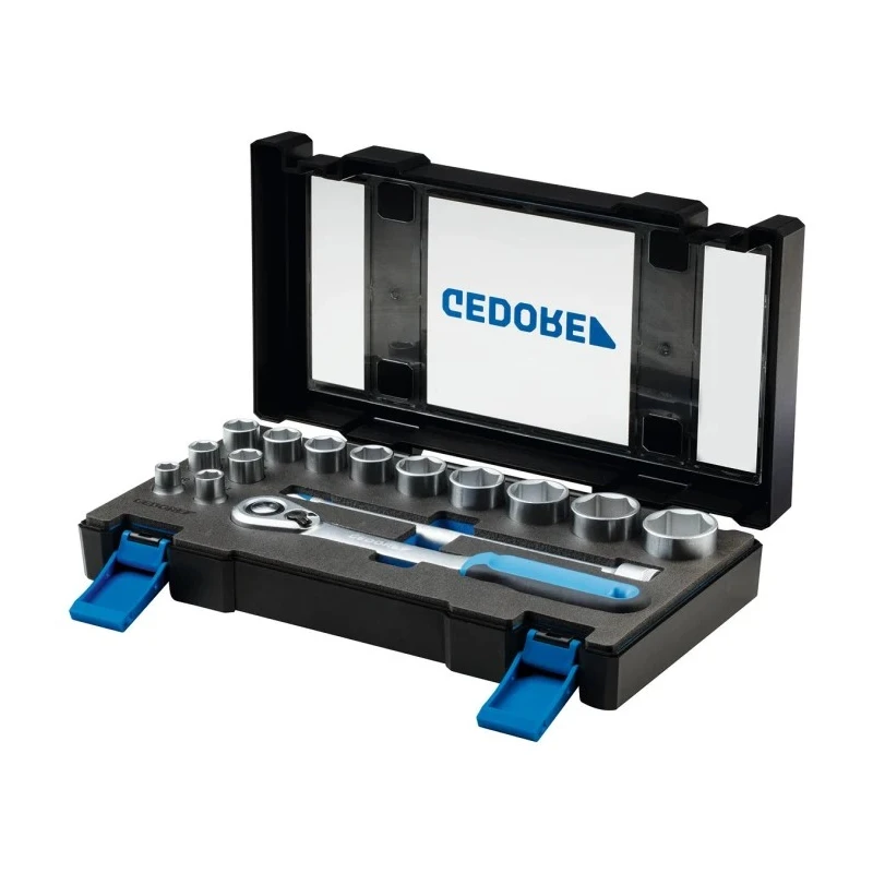 Gedore 15-Piece 1/2 in Square Drive Socket Set Chrome Vanadium Steel 19DMU-20