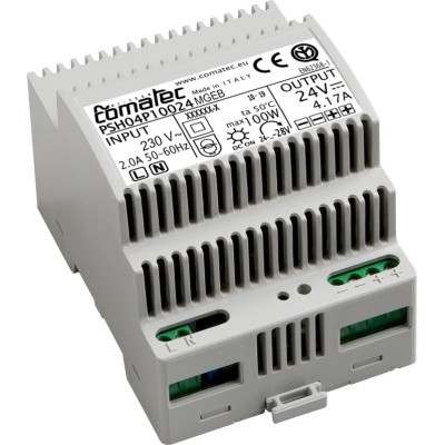 Comatec PSH Switched Mode DIN Rail Power Supply, 230V AC Input, 24V DC Output, 4.16A, 100W, PSH04P10024MGEB