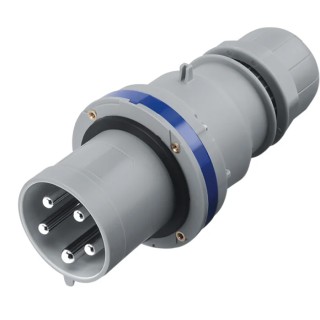 Scame Optima Industrial Power Connector 2P+PE 63A 230V Cable Mount Straight IP44 Blue 