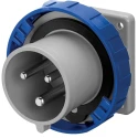 Scame Optima IP67 Panel Mount Industrial Power Connector 2P+PE, 32A, 230V, Blue, Straight, Screw Termination 