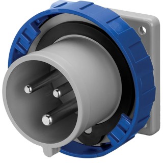 Scame Optima IP67 Panel Mount Industrial Power Connector 2P+PE, 32A, 230V, Blue, Straight, Screw Termination 