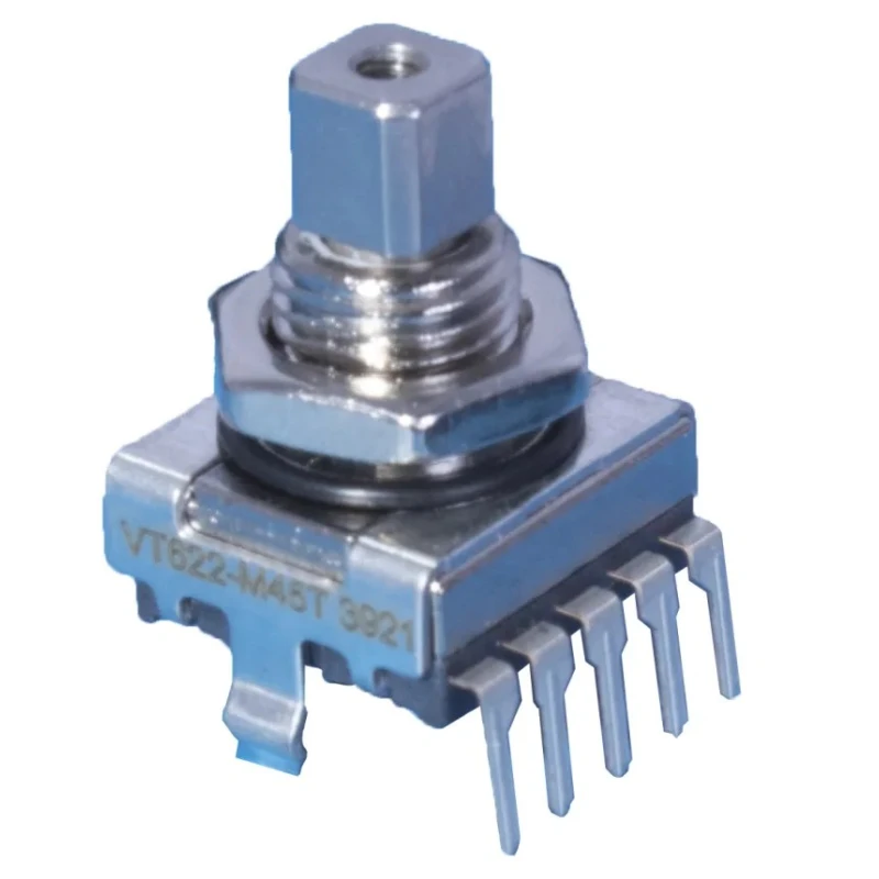Elma Mechanical Rotary Encoder 16 PPR, 2 Bit Quadrature, 6 mm Slotted Shaft, 60 RPM, E33-VT6C2-M45T