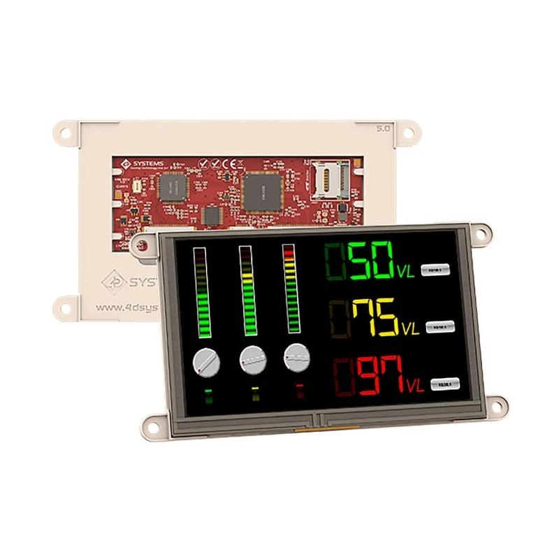 4D Systems 5 Inch Arduino Compatible TFT LCD Display Module, 800x480 Resolution, Resistive Touch, Diablo16 Processor gen4