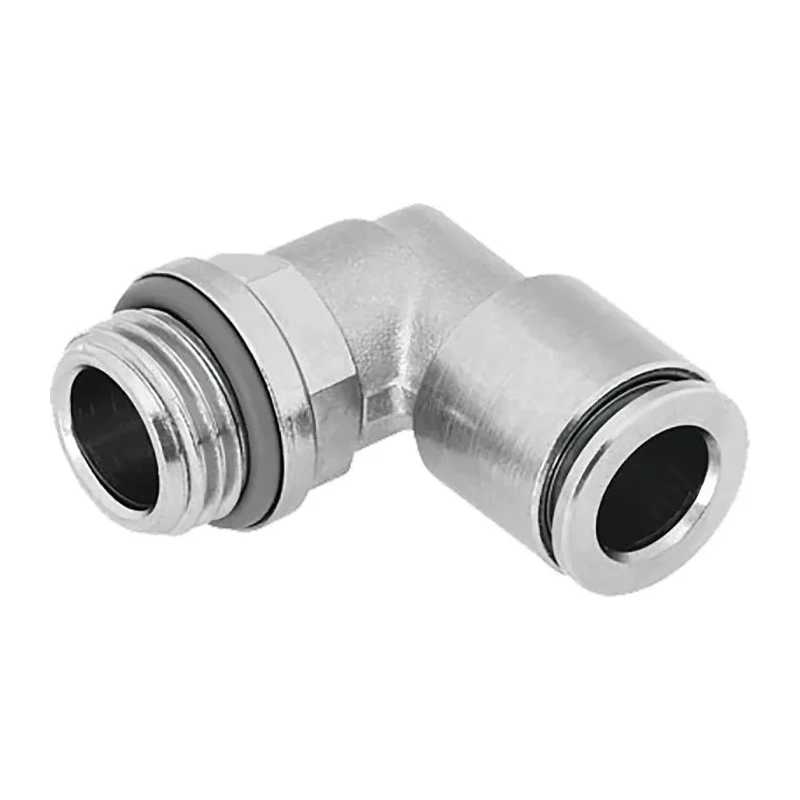 Festo NPQH Series Brass Pneumatic Fitting, Male, G 1/4 Thread, 10mm Push-in, Nickel Finish NPQH-L-G14-Q10-P10