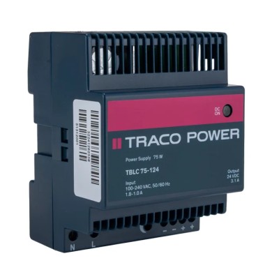 TRACOPOWER Switched Mode DIN Rail Power Supply, 75W, 264V AC Input, 28V DC Output, 3.1A, TBLC 75-124
