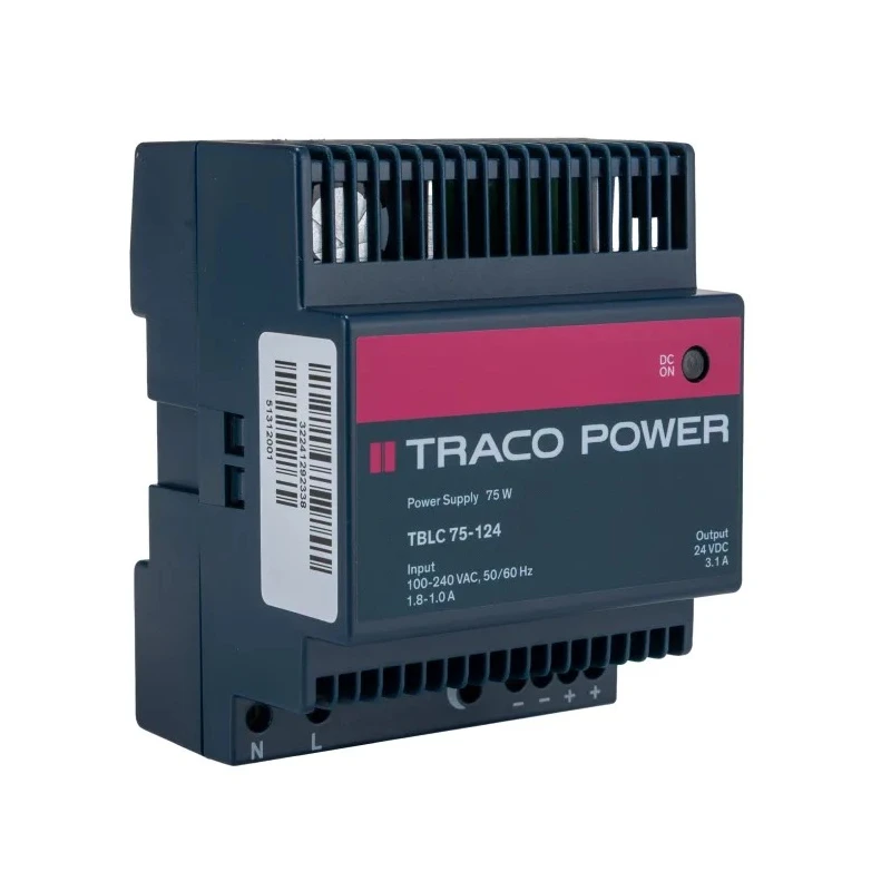 TRACOPOWER Switched Mode DIN Rail Power Supply, 75W, 264V AC Input, 28V DC Output, 3.1A, TBLC 75-124