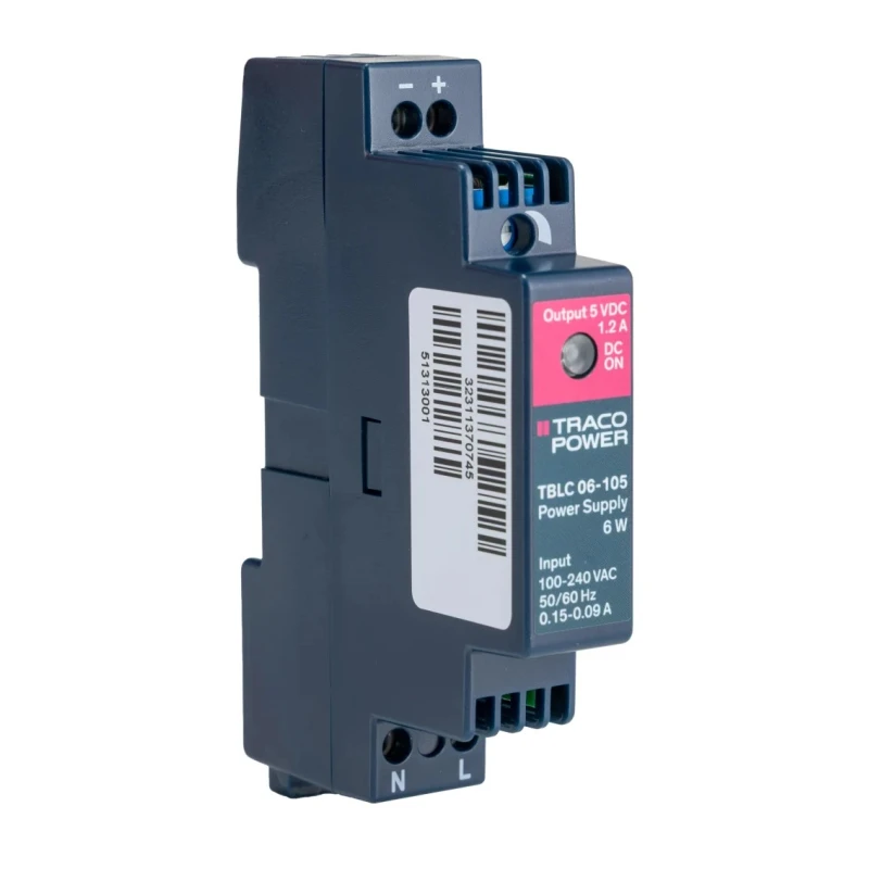 TRACOPOWER Switched Mode DIN Rail Power Supply 6 W, 5.5 V DC, 1.2 A, 85–264 V AC Input, TBLC 06-105