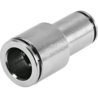 Festo NPQH-D-Q14-Q10-P10 Reducer Nipple, Push-In 14 mm, Nickel Plated Brass, 20 Bar, 150°C, NPQH Series