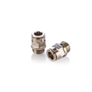 Festo NPQH Series Pneumatic Push-in Fitting, Male, 1/4 in G Thread, 8mm Tube, Nickel-plated Brass NPQH-D-G14-Q8-P10