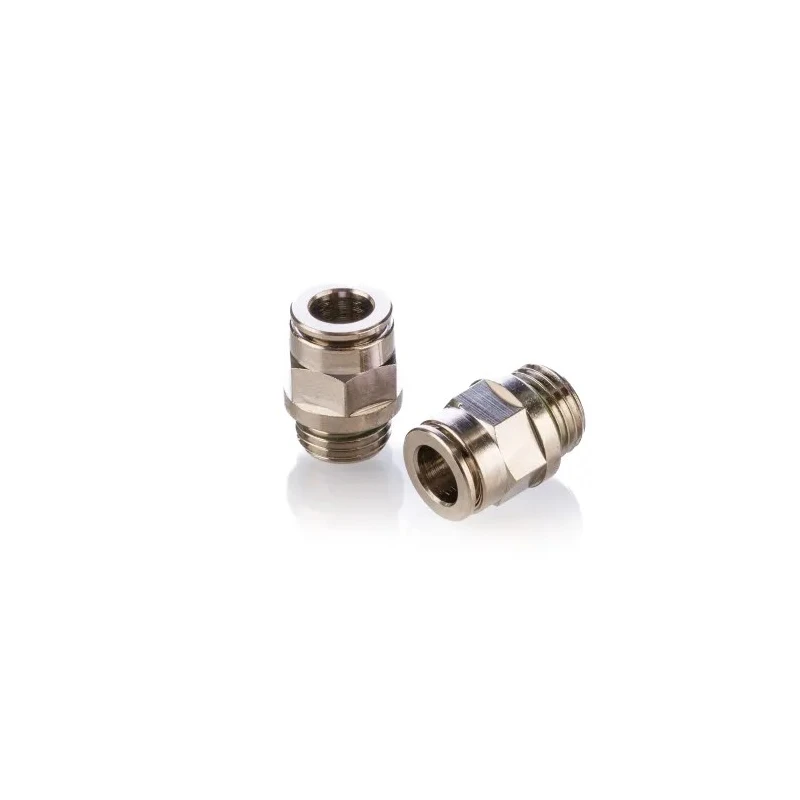 Festo NPQH Series Pneumatic Push-in Fitting, Male, 1/4 in G Thread, 8mm Tube, Nickel-plated Brass NPQH-D-G14-Q8-P10