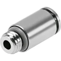 Festo NPQH Series Pneumatic Fitting, 8mm Push-in, Brass, Male, G 1/8 Thread, Nickel Finish NPQH-DK-G18-Q8-P10