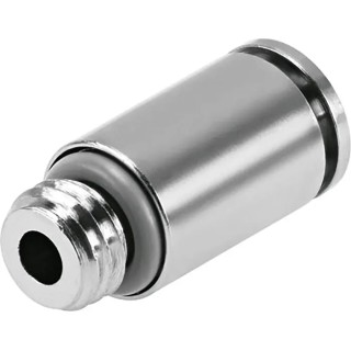 Festo NPQH Series Pneumatic Fitting, 8mm Push-in, Brass, Male, G 1/8 Thread, Nickel Finish NPQH-DK-G18-Q8-P10