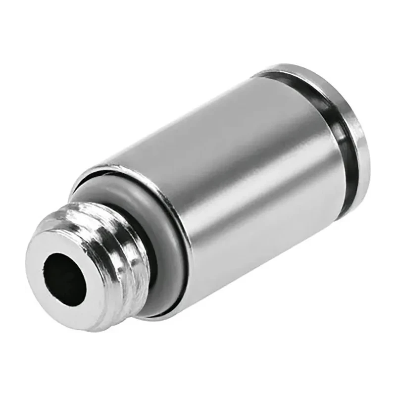 Festo NPQH Series Pneumatic Fitting, 8mm Push-in, Brass, Male, G 1/8 Thread, Nickel Finish NPQH-DK-G18-Q8-P10