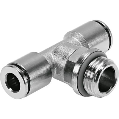 Festo NPQH-T-G38-Q12-P10 Push-in Pneumatic Bulkhead Fitting, Nickel Plated Brass, 12 mm, High Pressure, ISO 8573-1, RoHS