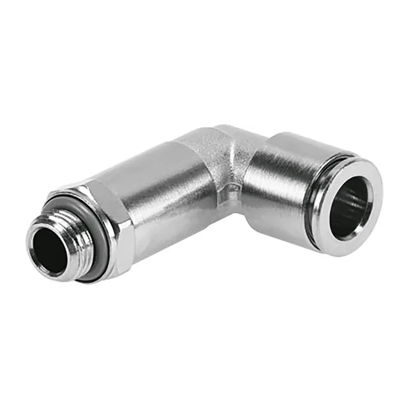 Festo NPQH-LL-G14-Q8-P10 Brass Pneumatic Bulkhead Elbow Fitting, Male, G 1/4 Thread, 8mm Push-in, Nickel Plated, 150°C