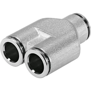 Festo Brass Push-in Pneumatic Y Bulkhead Fitting, 6 mm, NPQH-Y-Q6-Q4-P10