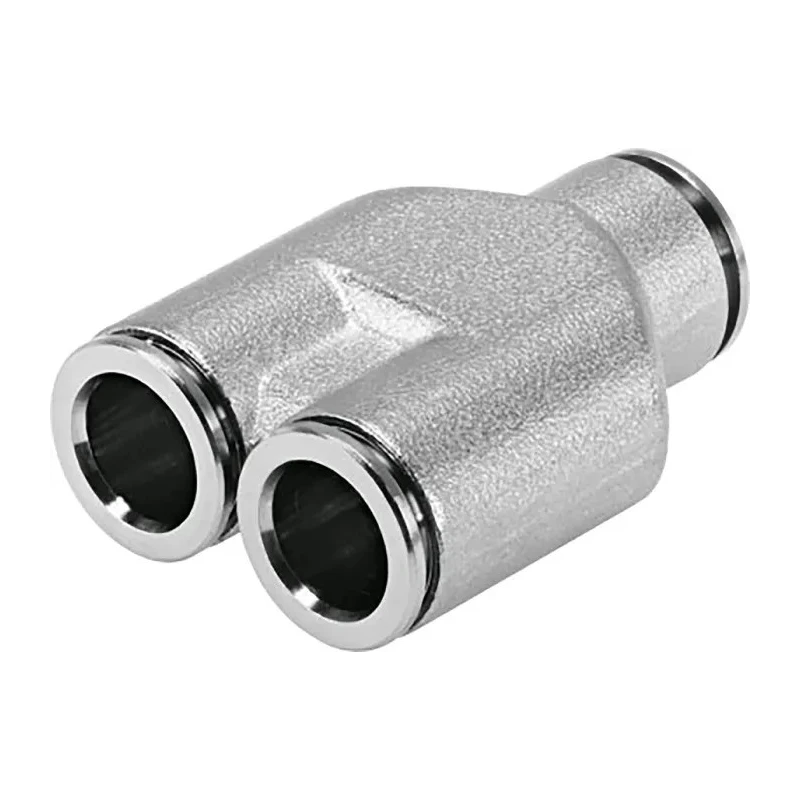 Festo Brass Push-in Pneumatic Y Bulkhead Fitting, 6 mm, NPQH-Y-Q6-Q4-P10