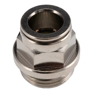 Festo NPQH Series Pneumatic Push-in Fitting, Male, 12mm Tube, G1/2 Thread, Brass, Nickel Finish, 20 Bar NPQH-D-G12-Q12-P10