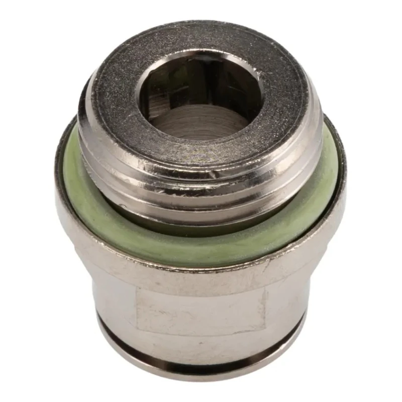 Festo NPQH Series Pneumatic Push-in Fitting, Male, 12mm Tube, G1/2 Thread, Brass, Nickel Finish, 20 Bar NPQH-D-G12-Q12-P10