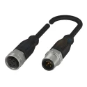 BALLUFF Sensor Actuator Cable 1m, Female 4 Way Straight to Male 4 Way Straight, Polyurethane Jacket BCC09FZ