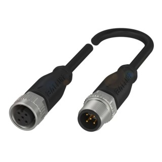 BALLUFF Sensor Actuator Cable 1m, Female 4 Way Straight to Male 4 Way Straight, Polyurethane Jacket BCC09FZ