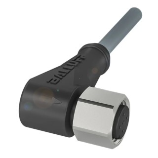 BALLUFF Sensor Actuator Cable, Female Right Angle 4-Way to Male Unterminated 4-Way, PVC Jacket, 5 m, 250V BCC0EZH