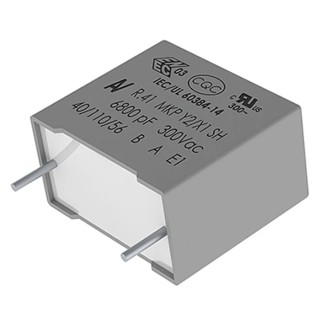 KEMET R41 Film Capacitor Y2, Through Hole, 4.7nF, ±20%, 300V AC 300V DC R413F147040M1M