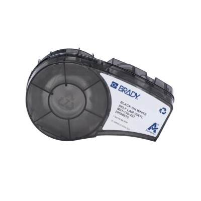 Brady Continuous Vinyl Label Roll Black on Black, White, 25.4 mm Tape Width, 19.05 mm Label Length, 25.4 mm Label M21-18-427