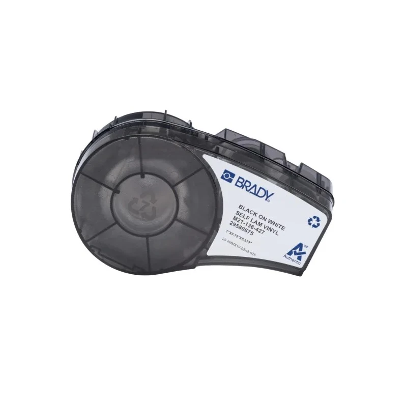 Brady Continuous Vinyl Label Roll Black on Black, White, 25.4 mm Tape Width, 19.05 mm Label Length, 25.4 mm Label M21-18-427