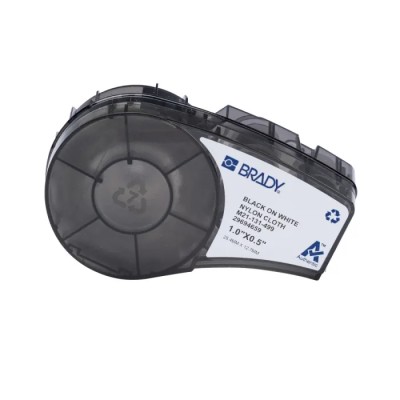 Brady Black on Black, White Label Printer Label, 25.4 mm Width, 12.7 mm Length, Nylon Cloth, M21-131-499