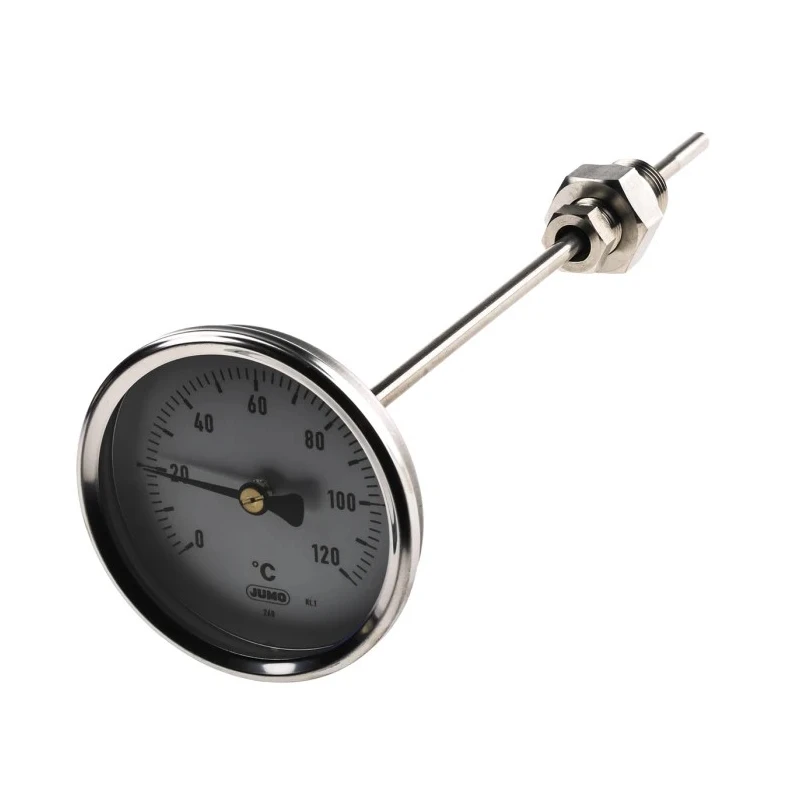Jumo Dial Thermometer Stainless Steel, IP54, 120°C, 80mm Dial, Threaded Connection 608002/0180-818-847-6-104-26-26-200/000