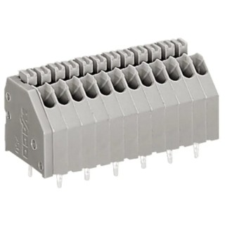 WAGO PCB Female Solder Pin Terminal Block, 12-Pole, 320V, 2.5mm Pitch, Grey, 250 Series 250-412