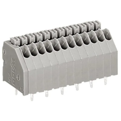WAGO PCB Female Solder Pin Terminal Block, 12-Pole, 320V, 2.5mm Pitch, Grey, 250 Series 250-412