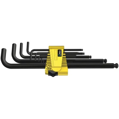 Wera 13 Piece L-Shaped Hex Key Set, Hex Size 0.05 to 3/8 in, BlackLaser Finish, Long Arm 05021728001