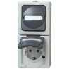 Kopp 2 Gang Plug Socket, Schalterprogramm AP FEUCHTR. IP44, 16A, Grey, Type F, Surface Mount, 1308.5600.9