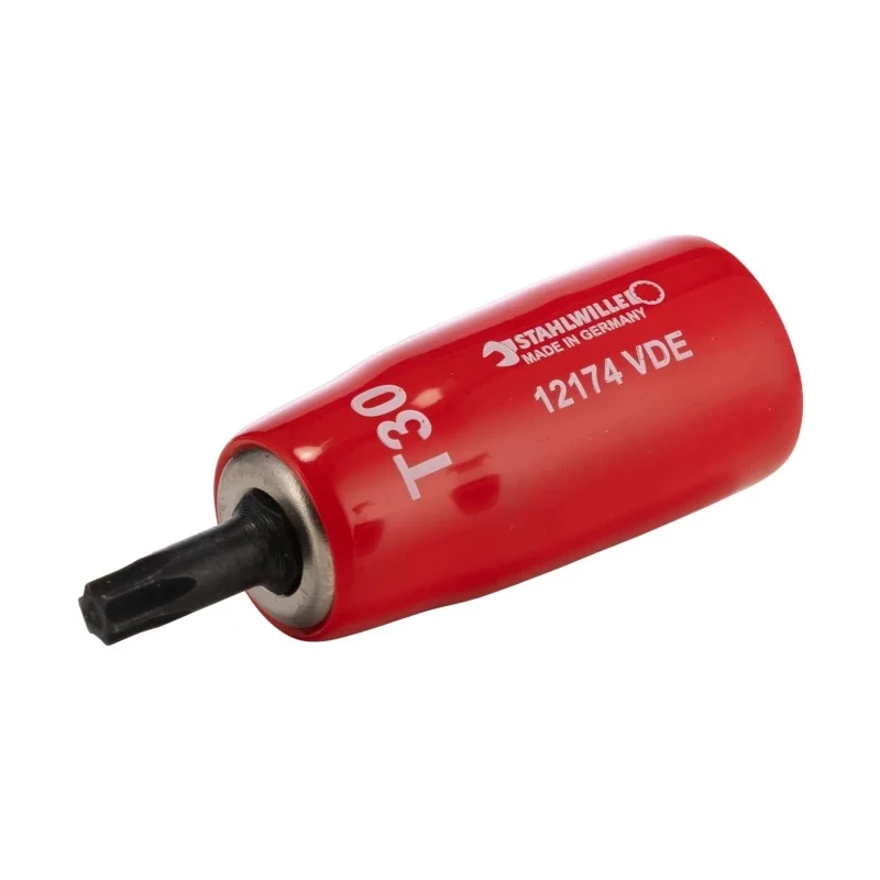 STAHLWILLE 3/8 Inch Drive T30 Torx Bit Socket Hex VDE Insulated 1000V, Chrome Alloy Steel, Gunmetal Finish, 67mm 2390030