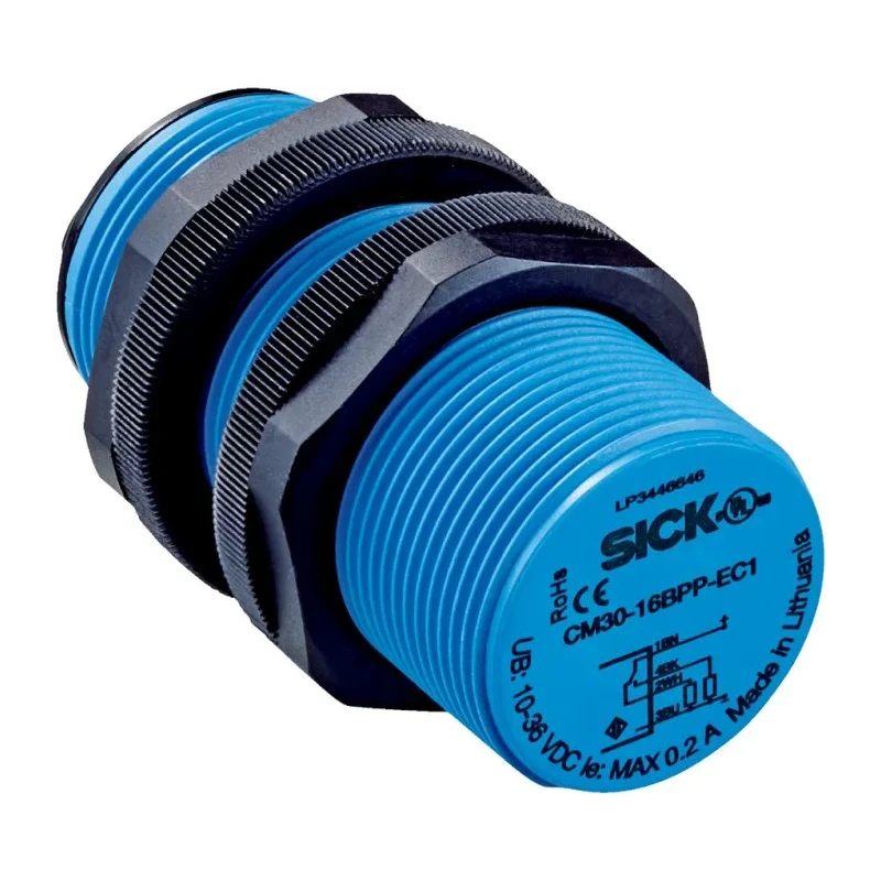 SICK Threaded Barrel Capacitive Proximity Sensor, CM30-16BPP-EC1, 16mm Detection, M30 x 1.5, PNP, 200mA, 36V DC