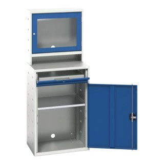 Bott Standing Computer Desk, Steel, 1.65m Height, 650mm Width, 550mm Depth, Blue & Grey, 75kg Load Capacity 16928001.11