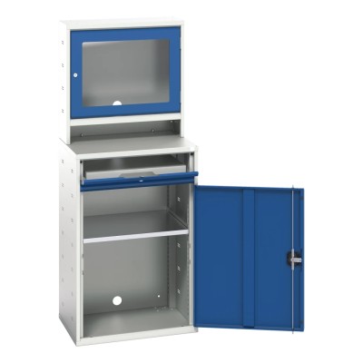Bott Standing Computer Desk, Steel, 1.65m Height, 650mm Width, 550mm Depth, Blue & Grey, 75kg Load Capacity 16928001.11
