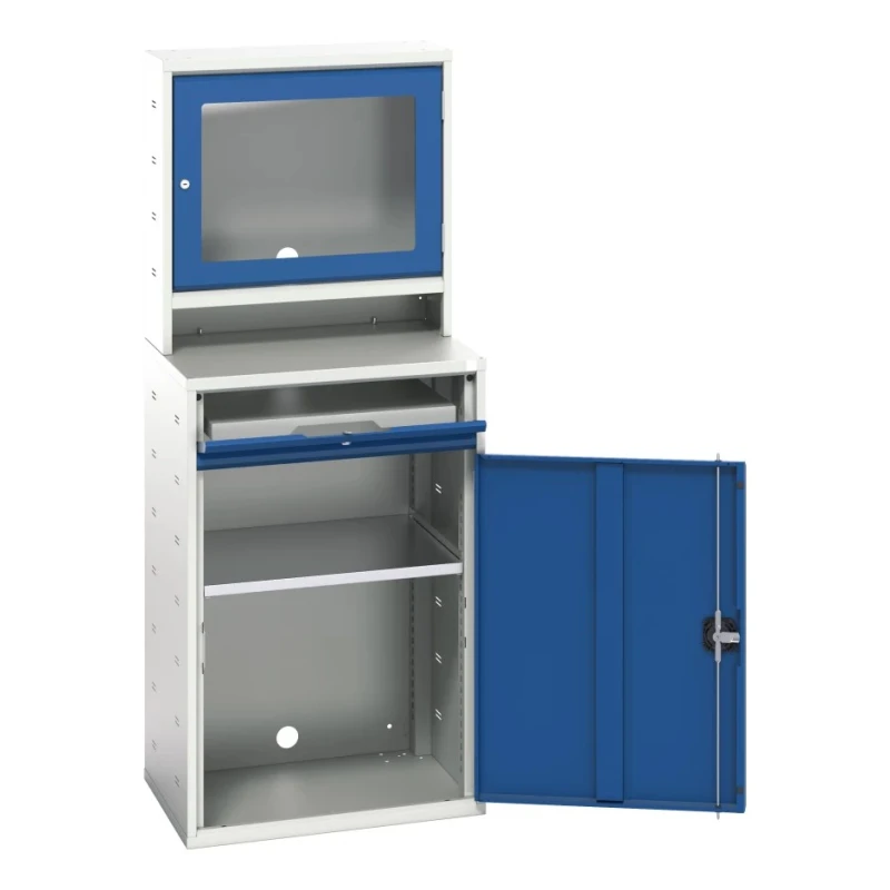 Bott Standing Computer Desk, Steel, 1.65m Height, 650mm Width, 550mm Depth, Blue & Grey, 75kg Load Capacity 16928001.11