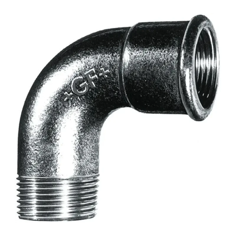 Georg Fischer Galvanised Malleable Iron Pipe Elbow, 90° Male BSPT 1 in to Female BSPP 1 in 770011206