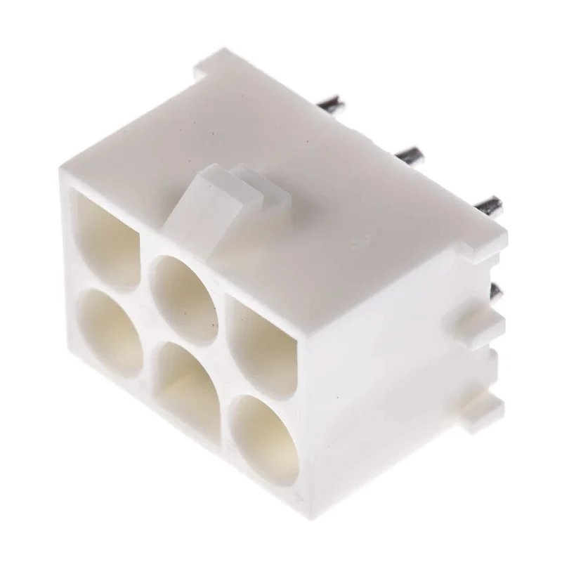 TE Connectivity Universal MATE-N-LOK Series PCB Header, Straight, Through Hole, 6 Contacts, 6.35 mm Pitch, 3 Rows 350711-1