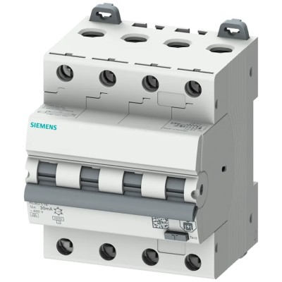 Siemens Residual Current Circuit Breaker with Overload Protection, 6A, 4-Pole, 300 mA, 400V AC, Type B, 6kA 5SU1646-6FP06