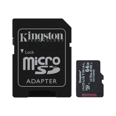 Kingston Industrial Grade MicroSDXC microSD Card 64GB, Class 10, UHS-I, U3, A1, SDCIT2/64GB