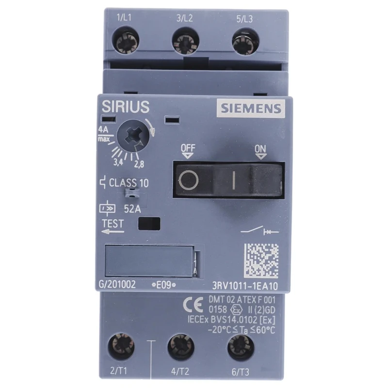 Siemens Motor Protection Circuit Breaker 3RV1011-1EA10, 2.8A/4A, 690V, 3 Poles, IP20, SIRIUS Innovation Series
