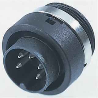binder Miniature Panel Mount Circular Connector, 5 Contacts, Socket, Male, 6A, 250V, Solder Termination, IP40 99.0615.00.05