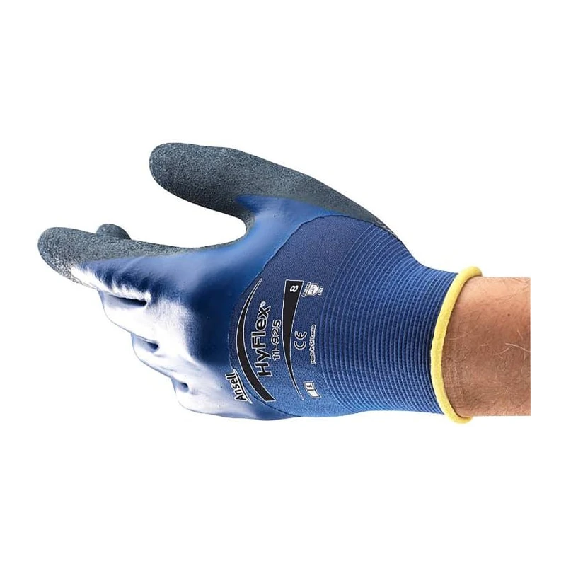 Ansell HyFlex 11-925 Black Nitrile Work Gloves, Size 9, Oil Repellent, Touchscreen Compatible 11925090